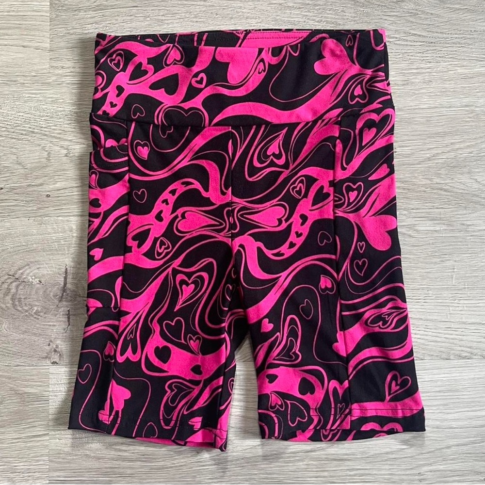 Pink and Black Patterned Bike Shorts